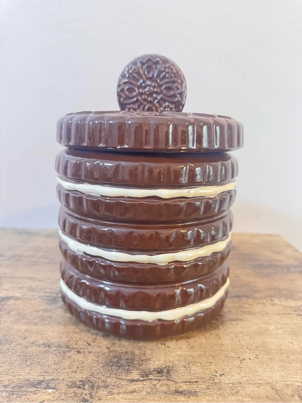 Cookie Stack Ceramic Canister - Chocolate Brown
